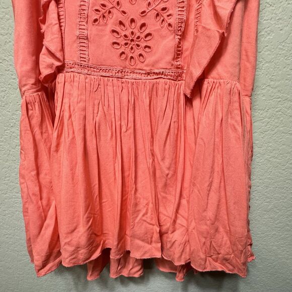 NEW Peek Coral Sleeveless Drop Waist Dress Girl's Size 8 Lined Ruffle Eyelet - Picture 8 of 15